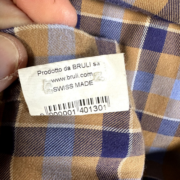 Bruli Carroll & Co Beverly‎ Hills Shirt Men's XL Plaid Flannel Swiss Made - Picture 9 of 10